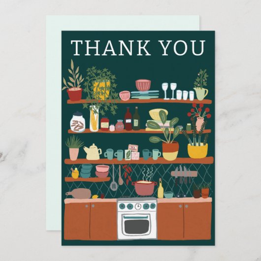 STOCK THE KITCHEN Bridal Shower CUSTOM Cute Dankeskarte (Vorne/Hinten)