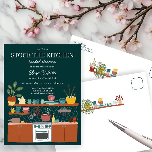 STOCK THE KITCHEN Bridal Shower Cute CUSTOM Einladungspostkarte
