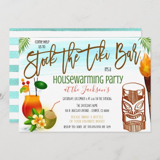 Stock the Tiki Bar Invasion Einladung (Vorne/Hinten)