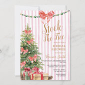 Stock The Tree Christmas Pink Bow Bridal Shower Einladung (Vorderseite)