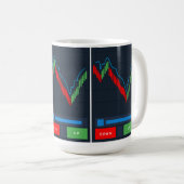 Stock Trading Kaffee Tasse mit Candlestick Chart (VorderseiteRechts)