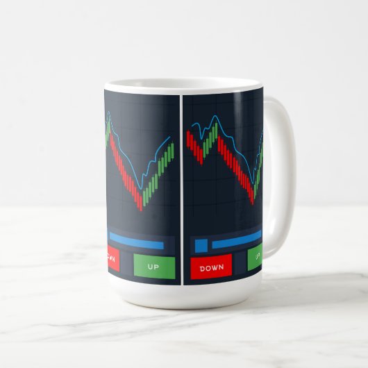 Stock Trading Kaffee Tasse mit Candlestick Chart (VorderseiteRechts)