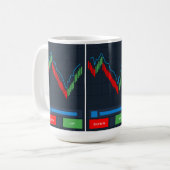 Stock Trading Kaffee Tasse mit Candlestick Chart (Vorderseite Links)