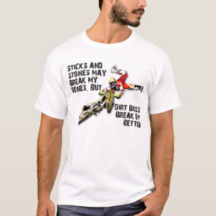 Stöcke und Stein-Schmutz-Fahrradmotocross-lustige T-Shirt
