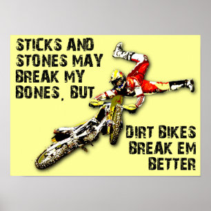 Stöcke und Stein-Schmutz-Fahrradmotocross-lustiges Poster