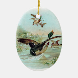 Stockente, die eine Wasser-Landung macht Keramik Ornament