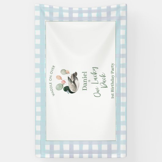 Stockente Lucky Duck 1. Geburtstag Banner (Vertikal)