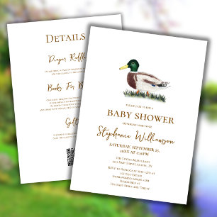 Stockente QR Code Geschenke-Registry Baby Shower Einladung