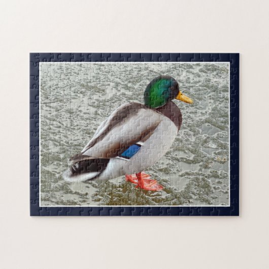Stockente Wildente auf gefrorenem See Puzzle (Horizontal)