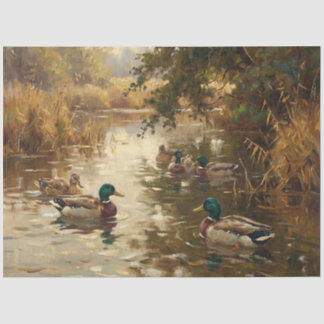 Stockenten am Teich Decoupage Seidenpapier