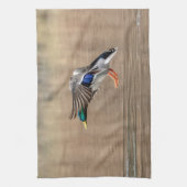 Stockenten-Ente im Flug Geschirrtuch (Vertikal)