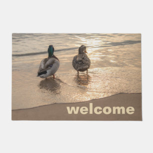 Stockenten-Enten auf Strand Fußmatte