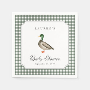 Stockenten-Enten-Gingham-Baby-Shower-Servietten Serviette