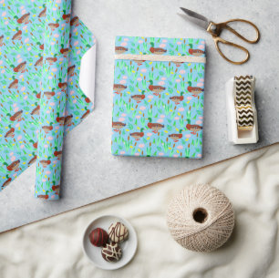 Stockenten in einem Sumpfmuster Geschenkpapier