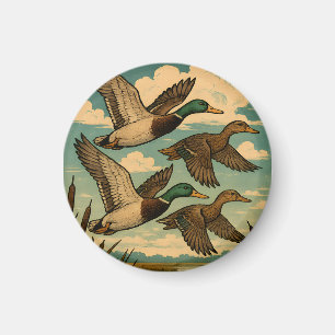 Stockenten in Flug Wildlife Art Magnet