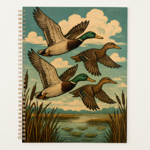 Stockenten in Flug Wildlife Art Planer