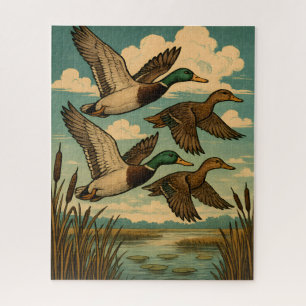 Stockenten in Flug Wildlife Art Puzzle