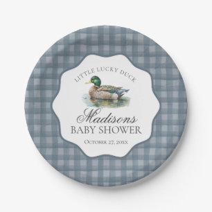 Stockenten-Jagd Blau Gingham Jungen-Baby-Party Pappteller