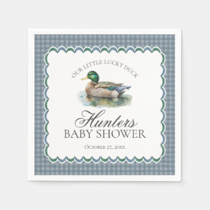 Stockenten-Jagd Blau Gingham Jungen-Baby-Party Serviette