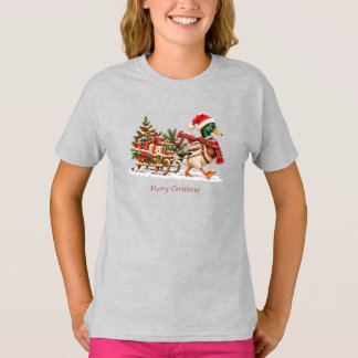 Stockenten-Schlitten-Mädchen-T-Shirt T-Shirt