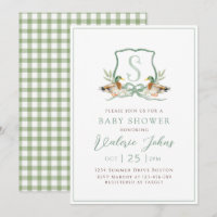 Stockenten-Wappen-Monogramm-Baby-Party