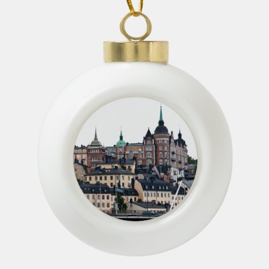 Stockholm-Ansicht Keramik Kugel-Ornament (Vorderseite)