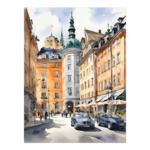 Stockholm-Aquarell-Kunst Fotodruck