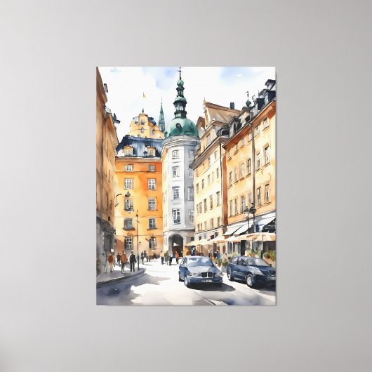 Stockholm Aquarellkunst Leinwanddruck (Vorderseite)
