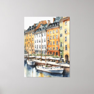 Stockholm Aquarellkunst Leinwanddruck