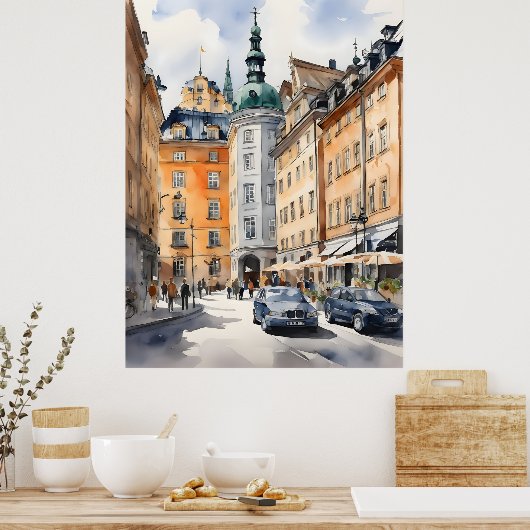Stockholm Aquarellkunst Poster (Küche)