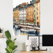 Stockholm Aquarellkunst Poster (Heimbüro)