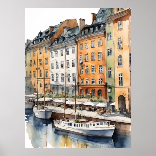 Stockholm Aquarellkunst Poster (Vorne)