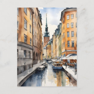Stockholm Aquarellkunst Postkarte