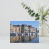 Stockholm Boote und Gebäude Postkarte (Stehend Vorderseite)