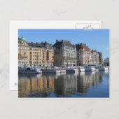 Stockholm Boote und Gebäude Postkarte (Vorne/Hinten)