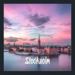 Stockholm Capital of Sweden Night Skyline Poster<br><div class="desc">Stockholm Capital of Sweden Night Skyline
Beautiful pink and purple sky on the water.</div>