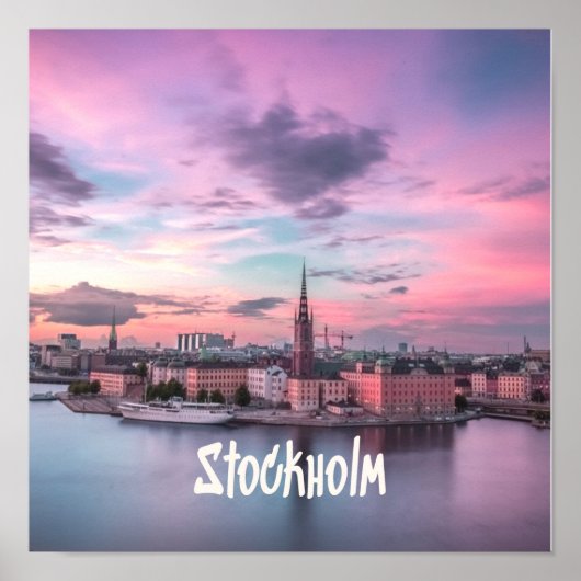 Stockholm Capital of Sweden Night Skyline Poster (Vorne)