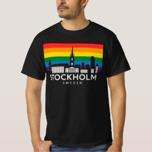 Stockholm City Schweden Regenbogenflagge Kinder    T-Shirt