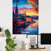 Stockholm City Skyline Poster - Schwedische Stadtk (Heimbüro)
