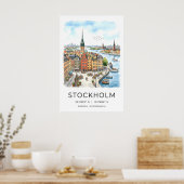 Stockholm Cityscape Print Row Houses and Church Poster (Küche)