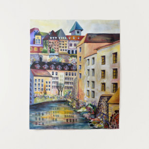 Stockholm Gamla Stan - Altstadt Wasserfarbe Wandteppich
