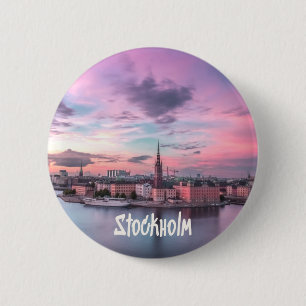 Stockholm Hauptstadt Schweden Night Skyline Button