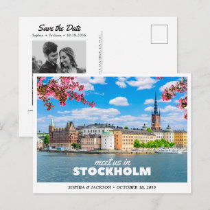 Stockholm Hochzeit Save the Date Reise Retro Postkarte