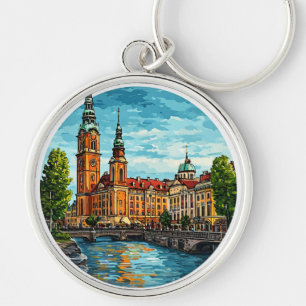 Stockholm Lebendige Stadtansicht Schlüsselanhänger