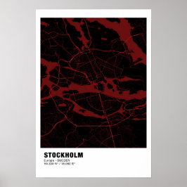 Stockholm Map Poster - Schweden Red Poster