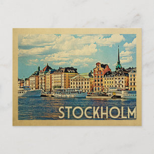 Stockholm Postcard Schweden Vintage Travel Postkarte