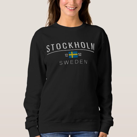 Stockholm Schweden 1252 Weißer Text Sweatshirt (Vorderseite)