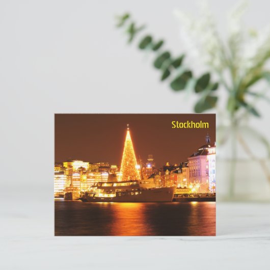 Stockholm, Schweden am Weihnachten nachts (Stehend Vorderseite)