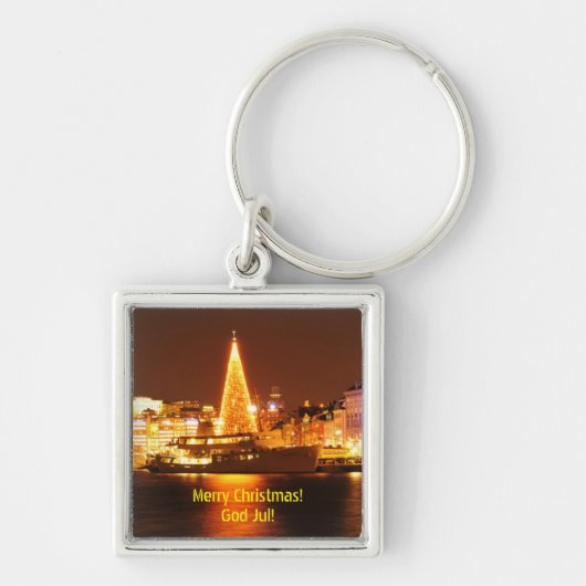 Stockholm, Schweden am Weihnachten nachts Schlüsselanhänger (Vorne)