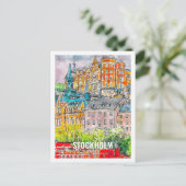 Stockholm Schweden Berühmter Reiseplatz Wasserfarb Postkarte (Stehend Vorderseite)